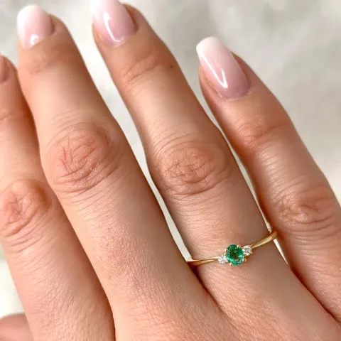 Smaragd Gold Ring in 14 Karat Gold 0,05 ct 