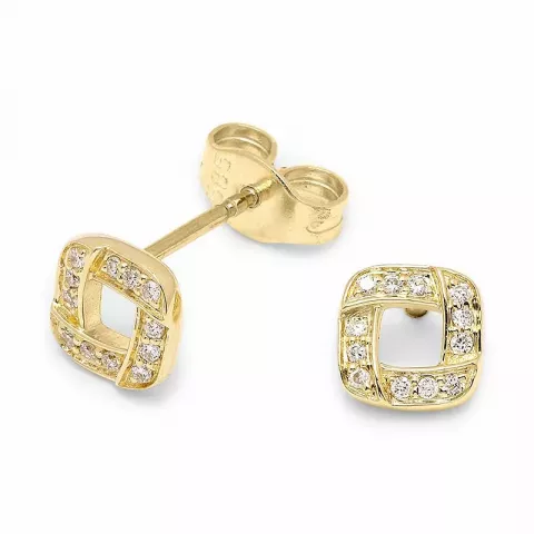 viereckigem Diamantohrringe in 14 Karat Gold mit Diamant 