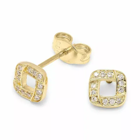 viereckigem Diamantohrringe in 14 Karat Gold mit Diamant