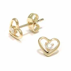 Herz Diamantohrringe in 14 Karat Gold mit Diamanten