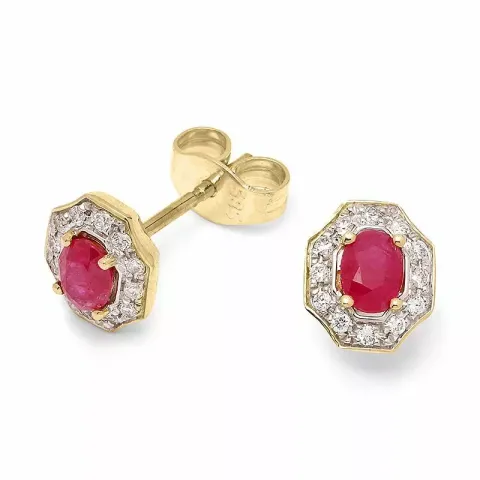 Rubin Diamantohrringe in 14 Karat Gold, rhodiniert mit Diamanten und Rubinen