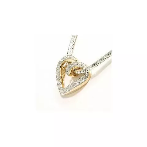 Diamant Herzförmiger Anhänger in 14 karat Gold 0,19 ct
