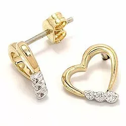 Herz Diamant Brillantohrringen in 14 Karat Gold und Weißgold mit Diamanten 