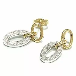 ovalen weißen Diamant Ohrstecker in 14 Karat Gold und Weißgold mit Diamant