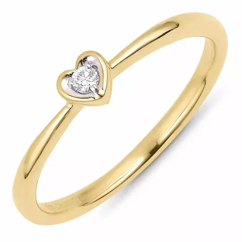 Herz Brillantring in 14 Karat Gold- und Weißgold 0,03 ct