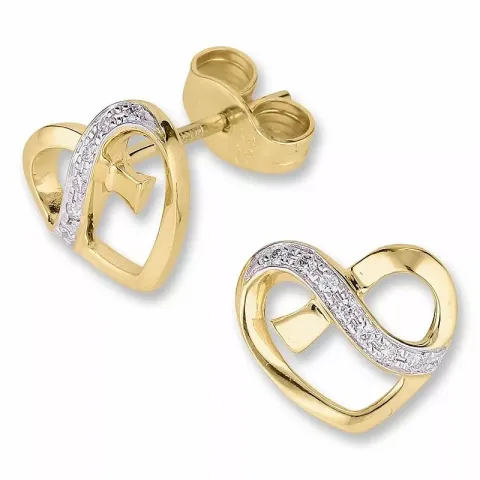 Herz diamantohrringe in 14 karat gold und weißgold mit diamanten