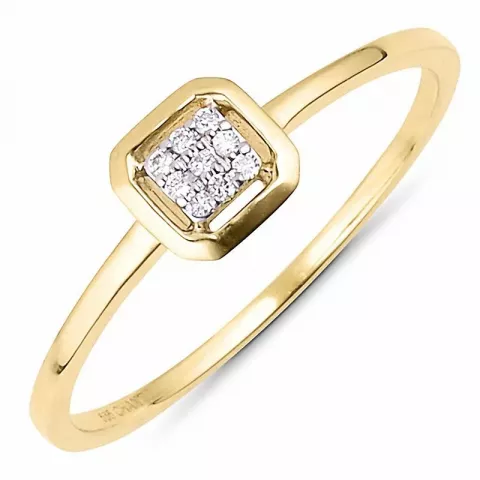 Viereckigem diamant gold ring in 14 karat gold- und weißgold 0,03 ct