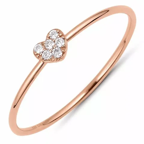 Herz diamant gold ring in 14 karat rotgold 0,03 ct