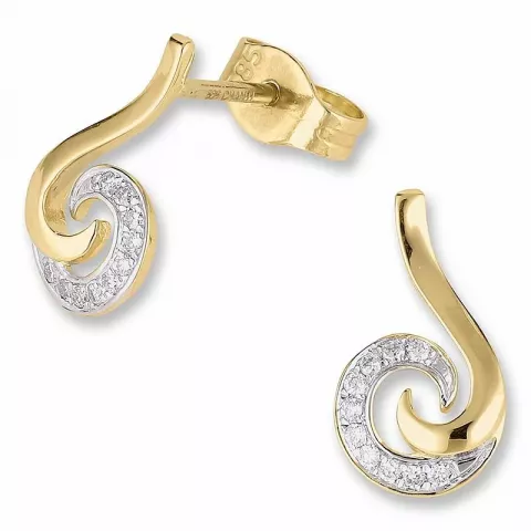Schlüssel Diamantohrringe in 14 Karat Gold und Weißgold mit Diamant 