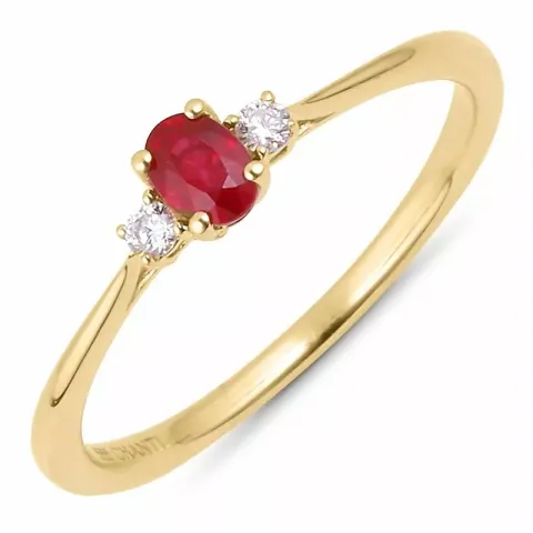 Rubin diamantring in 14 karat gold 0,05 ct 0,22 ct