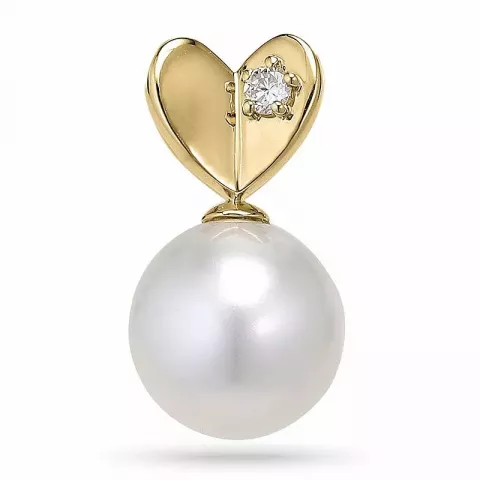 Perle diamantanhänger in 14 karat gold 0,02 ct