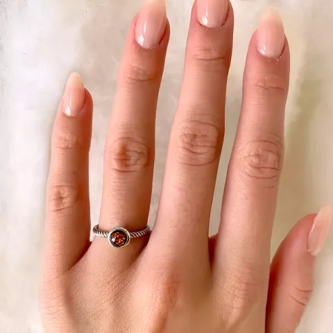 Klein Bernstein Ring aus Silber