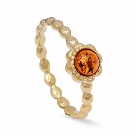 Eng Blumen Bernstein Ring aus vergoldetem Sterlingsilber
