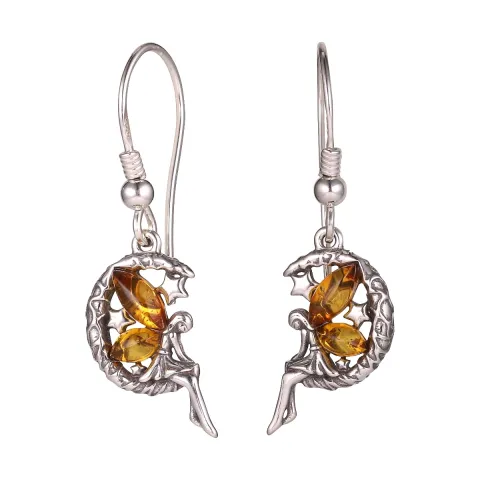 Bezaubernder fee bernstein ohrstecker in silber