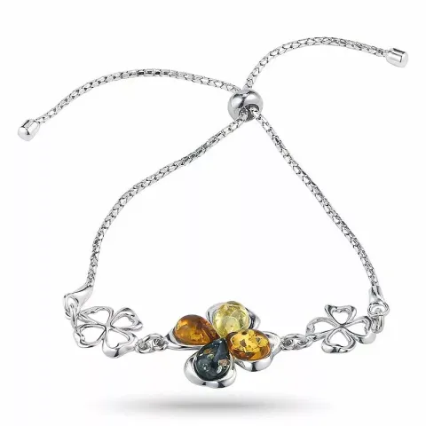 Blumen mehrfarbigem Bernstein Armband aus Silber