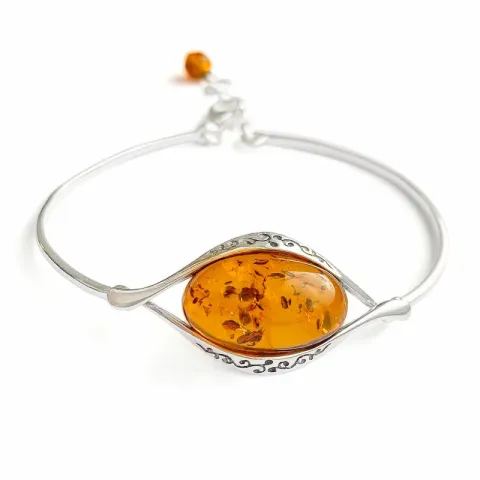 ovaler Bernstein Armband aus Silber