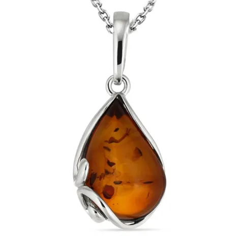 Tropfen Bernstein Halskette aus Silber und Anhänger aus Silber