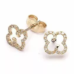 Blumen Diamant Brillantohrringen in 14 Karat Gold mit Diamant