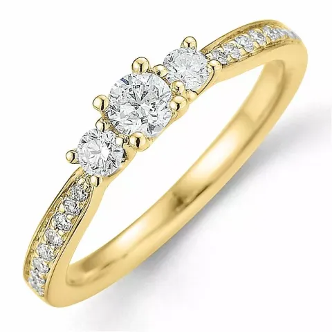 Diamantring in 14 Karat Gold 0,20 ct 2 x 0,065 ct 0,10 ct