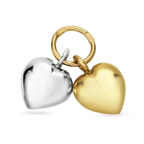 Doppeltes Herz Anhänger aus 8 Karat Gold und Weißgold