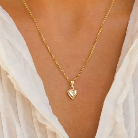 10 x 8,5 mm Herz Halskette aus vergoldetem Sterlingsilber und Anhänger aus 8 Karat Gold - Amoré