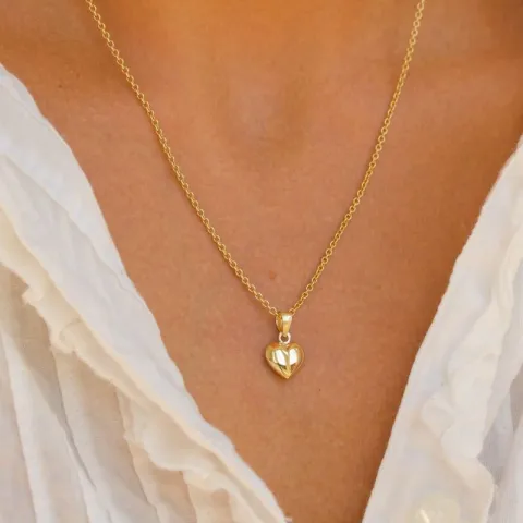 9 x 11 mm Herz Halskette aus vergoldetem Sterlingsilber und Anhänger aus 8 Karat Gold - Amoré