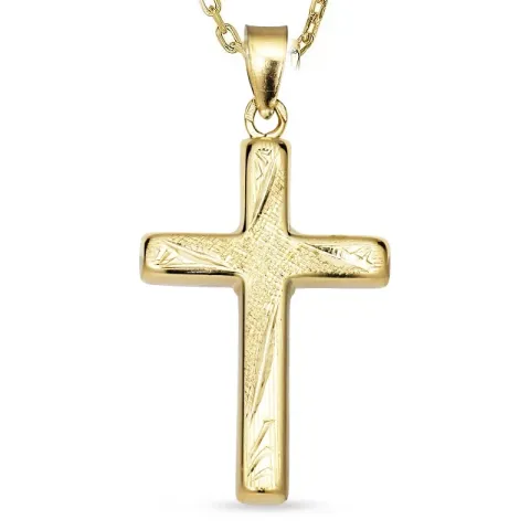 Kreuz Halskette aus vergoldetem Sterlingsilber und Anhänger aus 8 Karat Gold