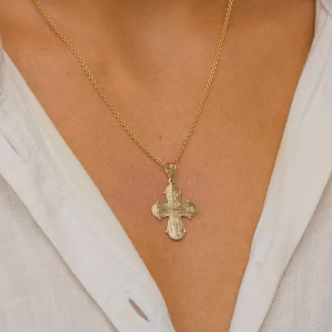 Dagmarkreuz Halskette aus vergoldetem Sterlingsilber und Anhänger aus 8 Karat Gold - Amoré