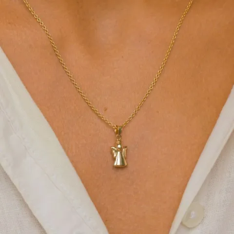 Engel Halskette aus vergoldetem Sterlingsilber und Anhänger aus 8 Karat Gold - Gold Collection