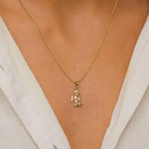 Engel Halskette aus vergoldetem Sterlingsilber und Anhänger aus 8 Karat Gold - Gold Collection