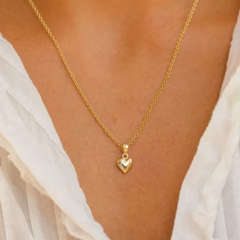 Herz Halskette aus vergoldetem Sterlingsilber und Anhänger aus 14 Karat Gold - Amoré