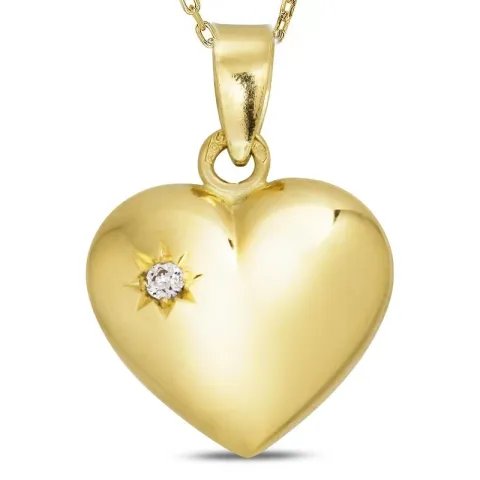 Herz Halskette aus vergoldetem Sterlingsilber und Anhänger aus 14 Karat Gold - Amoré