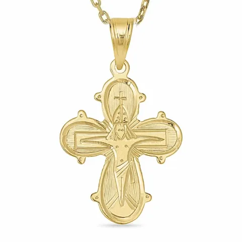 Dagmarkreuz Halskette aus vergoldetem Sterlingsilber und Anhänger aus 14 Karat Gold