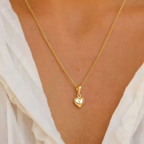 Herz Halskette aus vergoldetem Sterlingsilber und Anhänger aus 14 Karat Gold - Amoré