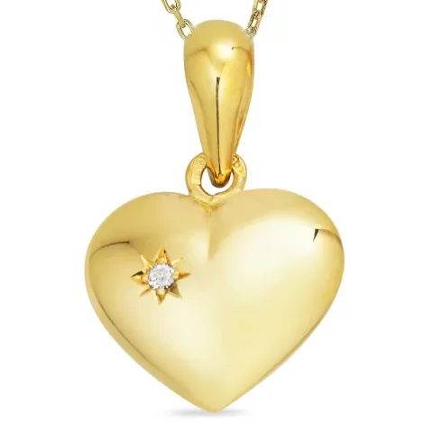 Herz Halskette aus vergoldetem Sterlingsilber und Anhänger aus 14 Karat Gold - Amoré