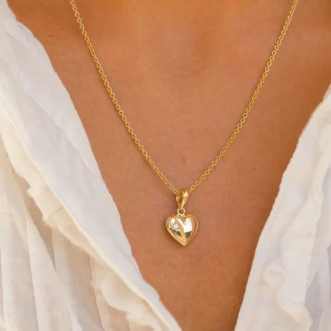 Herz Halskette aus vergoldetem Sterlingsilber und Anhänger aus 14 Karat Gold - Amoré