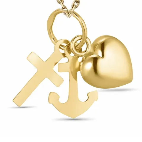 Glaube-Hoffnung-Liebe Halskette aus vergoldetem Sterlingsilber und Anhänger aus 14 Karat Gold
