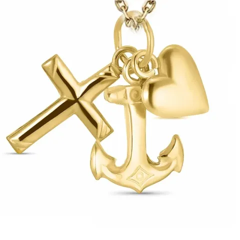 Glaube-Hoffnung-Liebe Halskette aus vergoldetem Sterlingsilber und Anhänger aus 8 Karat Gold