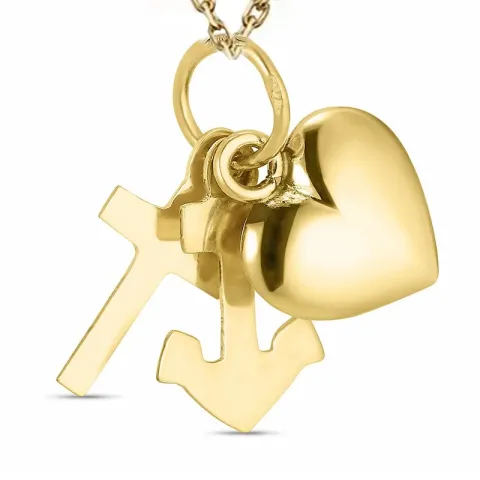 Glaube-Hoffnung-Liebe Halskette aus vergoldetem Sterlingsilber und Anhänger aus 8 Karat Gold