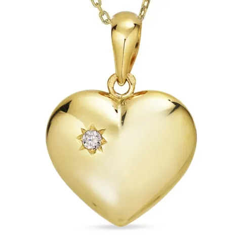 Herz Halskette aus vergoldetem Sterlingsilber und Anhänger aus 8 Karat Gold - Amoré