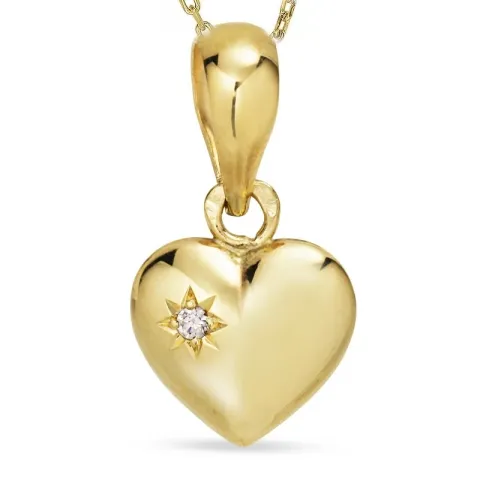 Herz Halskette aus vergoldetem Sterlingsilber und Anhänger aus 8 Karat Gold - Amoré