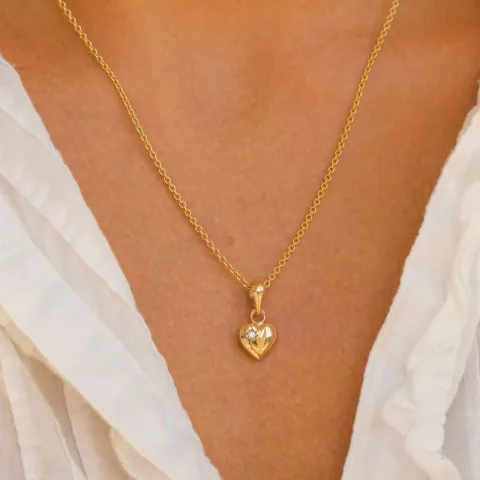 Herz Halskette aus vergoldetem Sterlingsilber und Anhänger aus 8 Karat Gold - Amoré