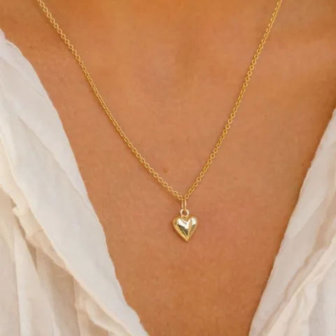 Herz Halskette aus vergoldetem Sterlingsilber und Anhänger aus 8 Karat Gold - Amoré