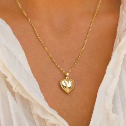 Herz Halskette aus vergoldetem Sterlingsilber und Anhänger aus 8 Karat Gold - Amoré