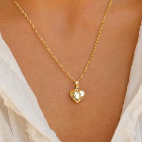 12 x 17 mm Herz Halskette aus vergoldetem Sterlingsilber und Anhänger aus 8 Karat Gold - Amoré