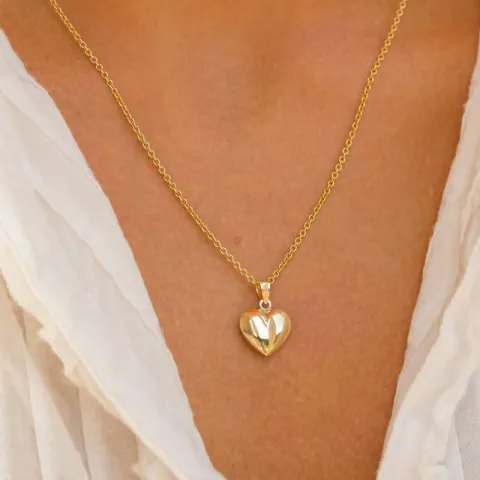 Herz Halskette aus vergoldetem Sterlingsilber und Anhänger aus 8 Karat Gold - Amoré