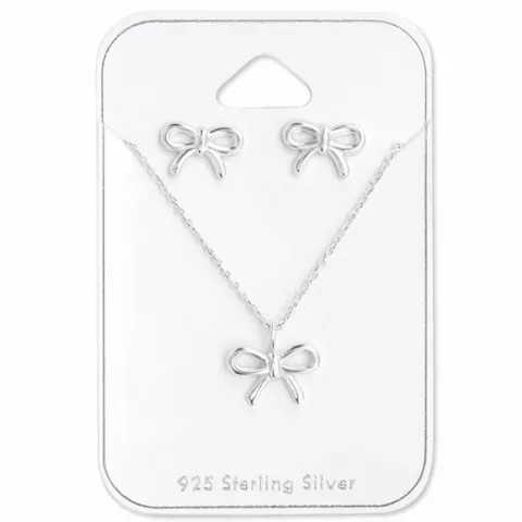 Schleife Set mit Ohrringe und Halskette in Silber