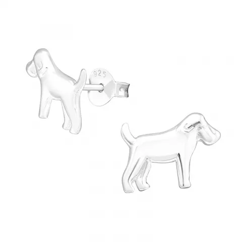 Polierten Hunde Ohrringe in Silber