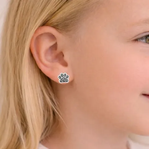 Pfote grauem Bergkristall Ohrringe in Silber - Little Ones