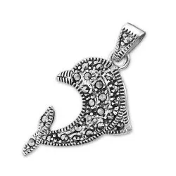 Delfin Anhänger aus oxidiertem Sterlingsilber